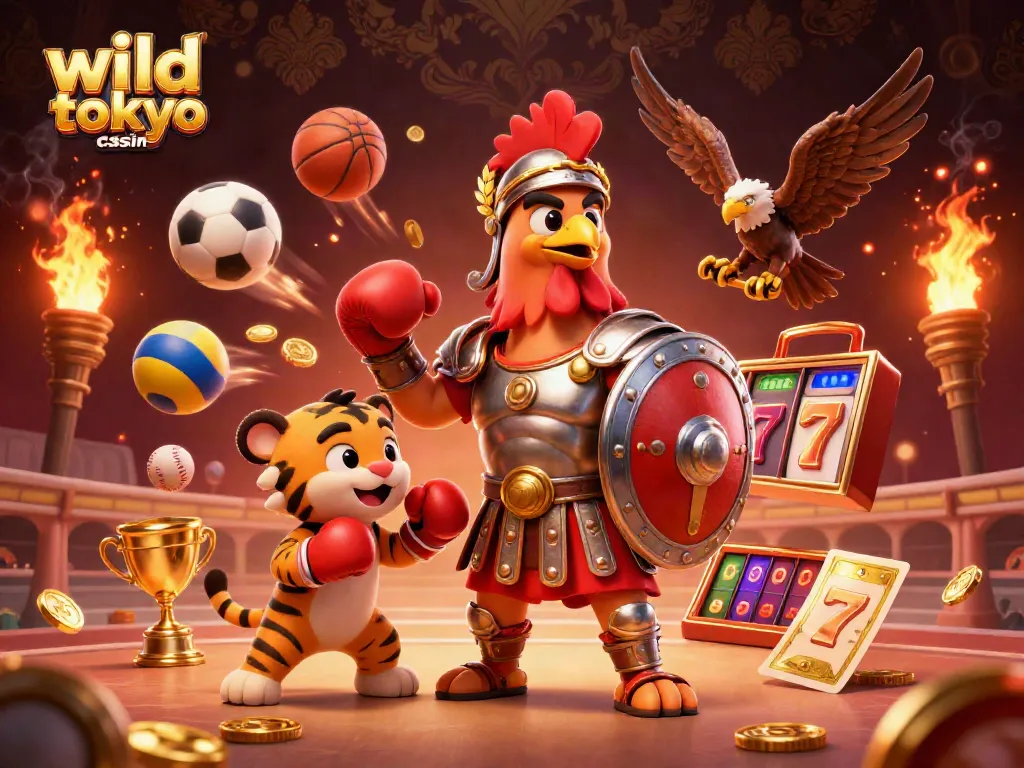Experience the excitement with wild tokyo casino's dynamic gaming scene featuring animated characters and rich casino elements.